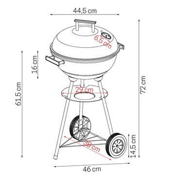 Круглый гриль с зольником COVER WHEELS GW0204