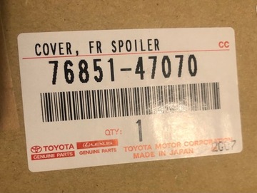 LIŠTA NÁRAZNÍKU PŘEDNÍ TOYOTA PRIUS ORIGINÁLNÍ NOVÁ 76851-47070