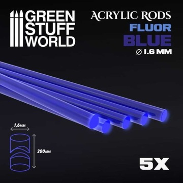 GSW 9249 Acrylic Rods - Round 1.6mm FLUOR BLUE (akrylowe pręty)