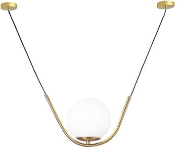 LAMPA SUFITOWA WISZĄCA SZKLANA KULA BIAŁA ZŁOTA