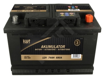 AKUMULATOR HART 12V 74Ah 680A P+