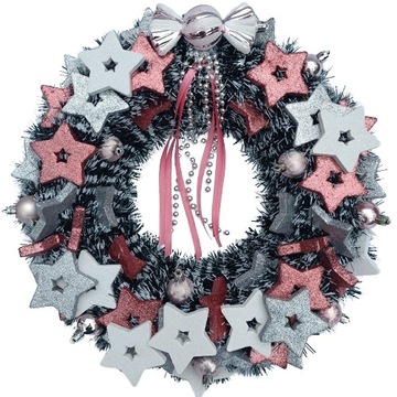 РОЖДЕСТВЕНСКИЙ ВЕНОК НА ДВЕРЬ 40 СМ РОЖДЕСТВЕНСКИЙ БЕЛЫЙ КРАСНЫЙ СЕРЕБРЯНЫЙ