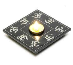 Kwadratowa Podstawka Om Czarny Kamieniu tealight