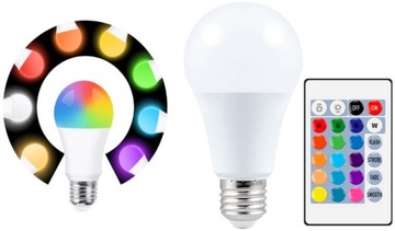 Żarówka LED RGB E27 12W Pilot IR 16 Kolorów