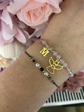 Золотой браслет, натуральные камни, АНГЕЛ, ПИСЬМО, причастие, ГРАВИРОВКА НА СЕРЕБРЕ.