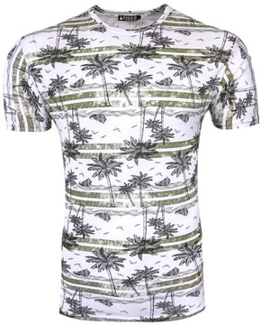 KOSZULKA MĘSKA T-SHIRT PRINT PALMY T1081 r. XXL