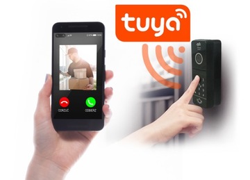 WIDEODOMOFON DOMOFON WiFi DOTYKOWY CZARNY DZWONEK BRAMA BRELOKI AUDIO TUYA