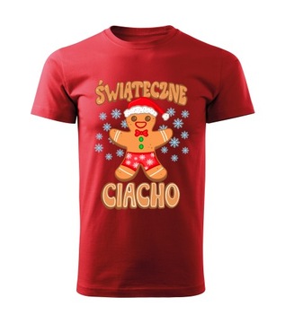 KOSZULKA T-SHIRT CZERWONA MĘSKA ŚWIĄTECZNA PREZENT ŚWIĄTECZNE CIACHO L