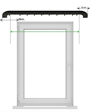 Рейка с крышкой Потолочный карниз 1 направляющая ПВХ ЧЕРНЫЙ с крышкой 9 дуг 200