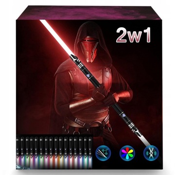 MIECZ ŚWIETLNY PODWÓJNY ŚWIECĄCY Z DŹWIĘK ZABAWKOWY LED RGB 16 KOL METAL