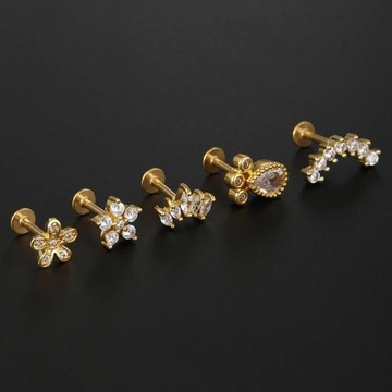 Piercing de acero inoxidable para mujer, pendientes de cristal Labret para