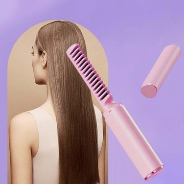 Bezprzewodowa szczotka do prostowania włosów Elektryczny grzebień na gorąco Wielofunkcyjny różowy