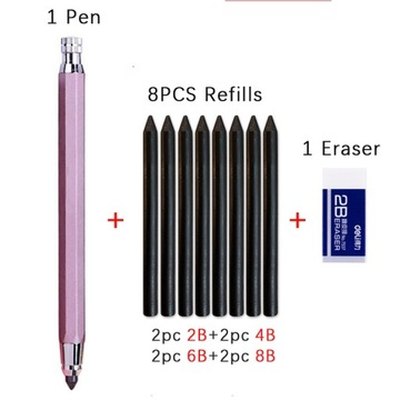 5.6mm metalowy ołówek automatyczny zestaw 2B/4B/6