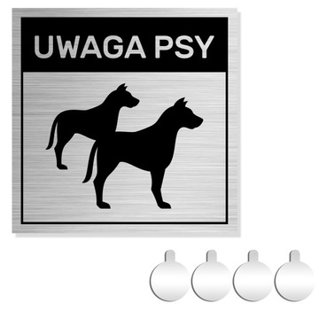 NIERDZEWNA Tabliczka na ogrodzenie/płot UWAGA PSY 10x10 Aluminium