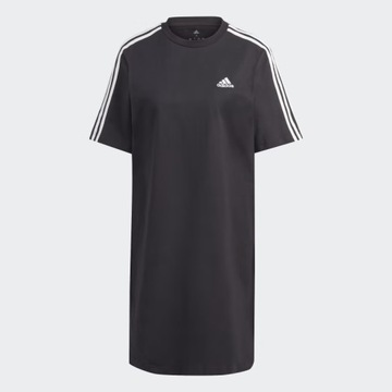 Adidas Sukienka T-Shirtowa Luźna przed Kolano Czarna z Paskami HR4923 # S