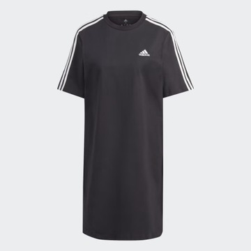 Adidas Sukienka T-Shirtowa Luźna przed Kolano Czarna z Paskami HR4923 # XS