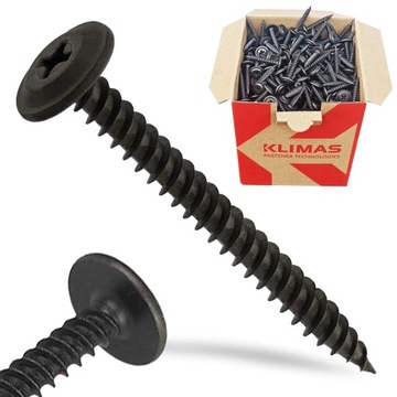 WKRĘTY PODKŁADKOWE SAMOGWINTUJĄCE 4,2x50mm CZARNE 300szt WPF-42050 KLIMAS