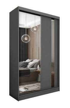 Szafa Garderoba Przesuwna 120 Lustro GRAND Szara