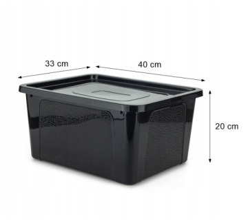 Пластиковый ящик 20 л черный с крышкой практичный ящик для хранения