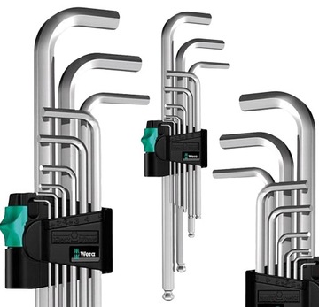 HEX WERA 022087 imbusy z KLULKĄ ZESTAW kluczyt TRZEPINOWYCH 9 szt. CHROM