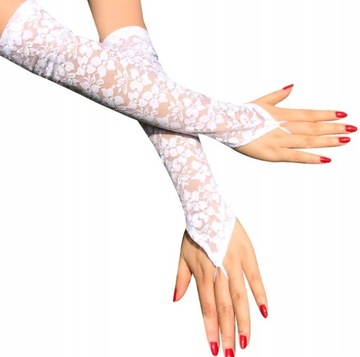 Rękawiczki koronkowe lace długie elastyczne Retro
