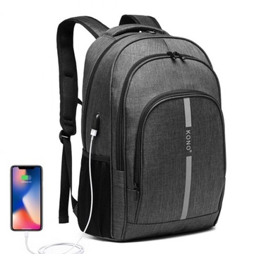 Lekki Plecak do Pracy na Laptopa 15,6 dla Informatyka Z USB Szary Volcom