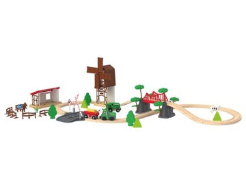 Игровая деревянная железная дорога-ферма 43 детали 3+