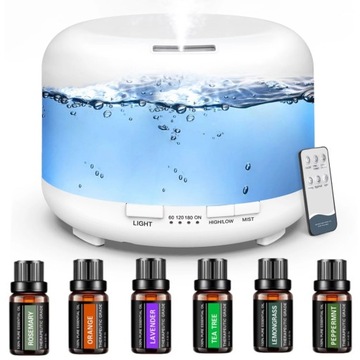 AROMATHERAPY HUMIDIFIER dyfuzor z olejkami eterycznymi (6x10ml) - BIAŁY