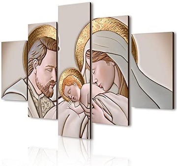 5 częściowy Obraz Świętej Rodziny 83 x 145cm ZŁOTY