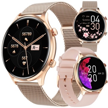 SMARTWATCH DAMSKI Rubicon Z FUNKCJĄ ROZMÓW CIŚNIENIE POLSKIE MENU 2 paski
