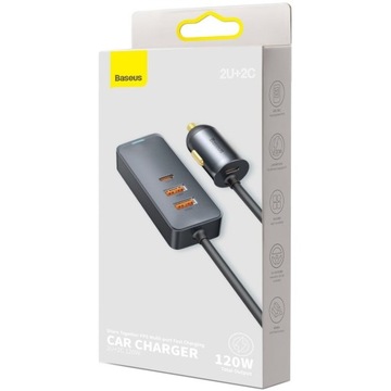 Автомобильное зарядное устройство с концентратором 2xUSB + 2xUSB-C 120 Вт
