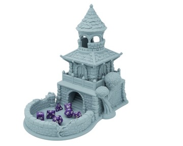 Kamienna chatka duża wieża do kości - Dice Tower Szary jasny