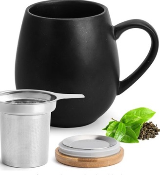 Kubek do herbaty Happy Lemuro z pokrywką i sitkiem - 550 ml