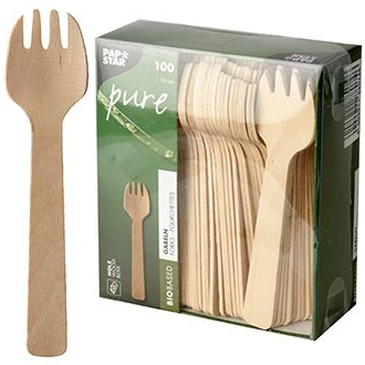 Małe widelczyki deserowe drewniane ECO 10cm 100szt