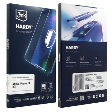 Закаленное стекло 3mk HARDY Premium для Apple iPhone 14 Pro + РАМКА-АППЛИКАТОР