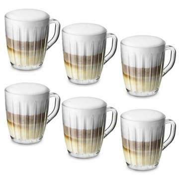 SZKLANKI KUBKI FILIŻANKI DO LATTE HERBATY KUBKI DO KAWY Z UCHEM 6 szt