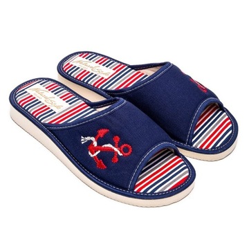 Kapcie laczki pantofle damskie METEOR NATURAL STYLE NS-095 GRANATOWE 37