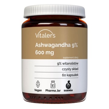 Ashwagandha 9% 600 mg 60 kapsułek Vitaler's