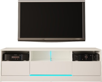SZAFKA RTV DISPARO 6 160cm BIAŁY MAT POŁYSK + LED