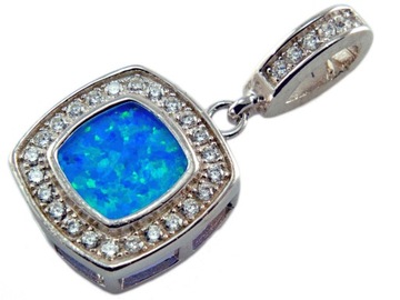 VERSIL wisior niebieski opal cyrkonie SREBRO 925