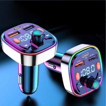 FM-ПЕРЕДАТЧИК BLUETOOTH 5.0 ЗАРЯДНОЕ УСТРОЙСТВО QC 3.0 PD 20 Вт RGB 2x USB USB-C