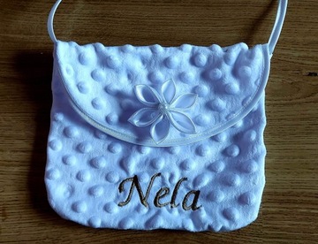 Сумочка для первого причастия с именем, вышивкой, клатч, белый сувенир для причастия.