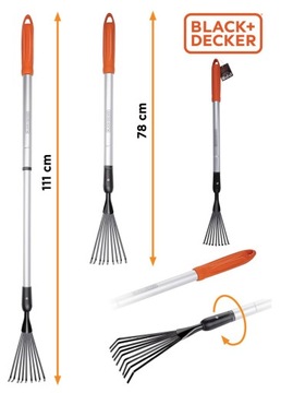 Black&Decker ТЕЛЕСКОПИЧЕСКИЕ ГРАБЛИ ДЛЯ ЛИСТЬЕВ, РЕГУЛИРУЕМЫЕ, СТАЛЬНЫЕ ТЕЛЕСКОПИЧЕСКИЕ