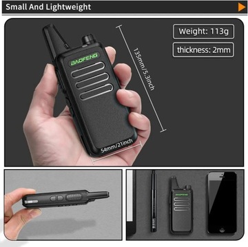 2 шт. Baofeng BF-T20 5 Вт портативная мини-рация VOX с зарядкой через USB