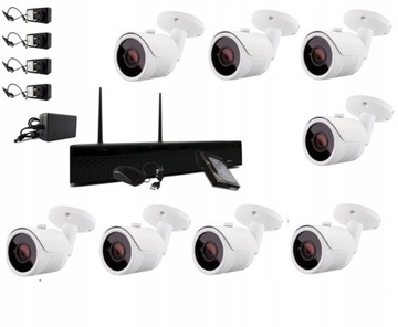 Zestaw 8 kamer 2Mpx monitoring bezprzewodowy WIFI