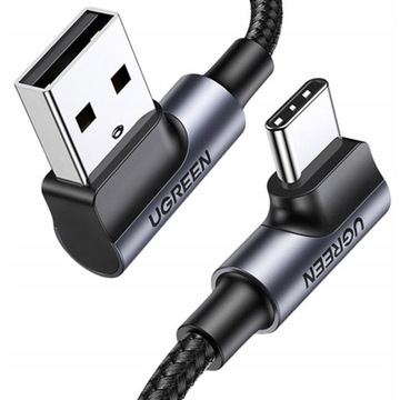 Кабель USB-C — USB-A 2.0 угловой UGREEN US176 3A 3м