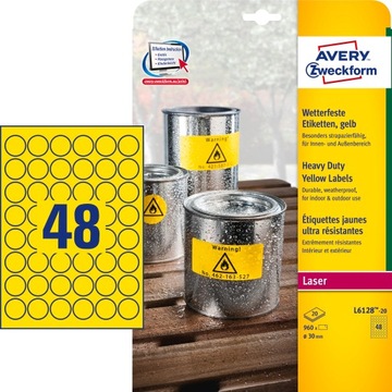 Круглые самоклеящиеся этикетки Avery L6128-20
