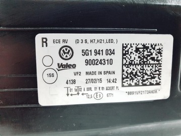 GOLF 7 VII 5G1 12R+ PRAVÁ SVĚTLO PŘEDNÍ XENON ORIGINÁLNÍ EVROPA !