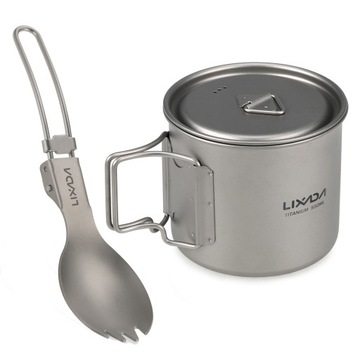 TYTANOWE KUBEK 550 ML+SKŁADANA SPORK NA KEMPING