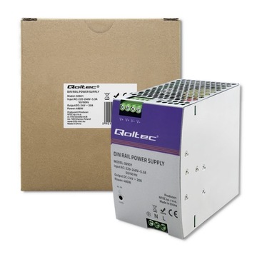Qoltec Przemysłowy zasilacz na szynę DIN 480W 24V